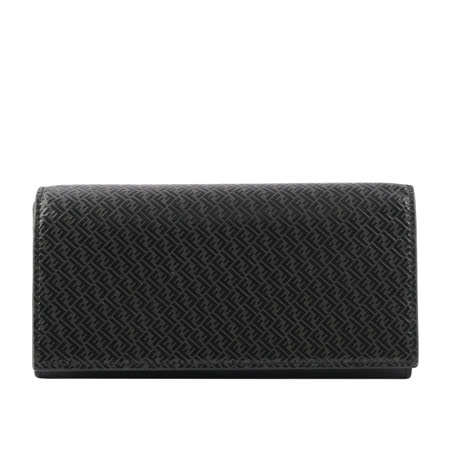 【FENDI】滿版FF Logo 小牛皮翻蓋二折長夾(黑色)