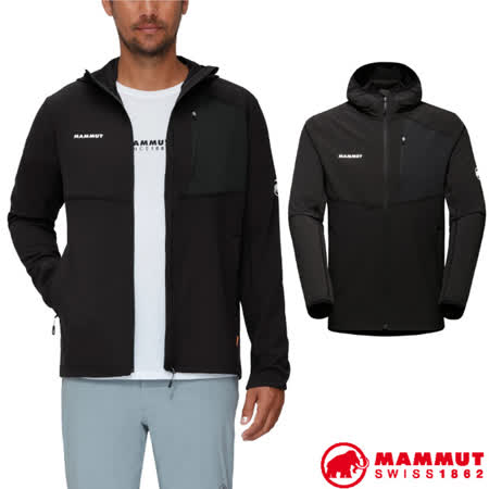 【瑞士 MAMMUT 長毛象】男款 Madris Light ML 輕量防風透氣連帽外套/1014-03840-0001 黑