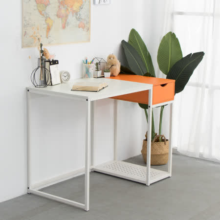 IDEA-繽紛雙色鐵木抽屜書桌