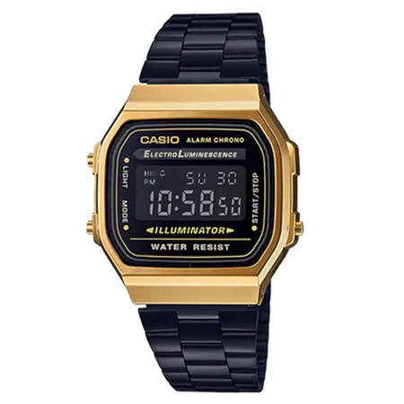 CASIO 卡西歐 復古造型_時尚必備_不鏽鋼錶帶_電子錶_男錶(A168WEGB-1B)