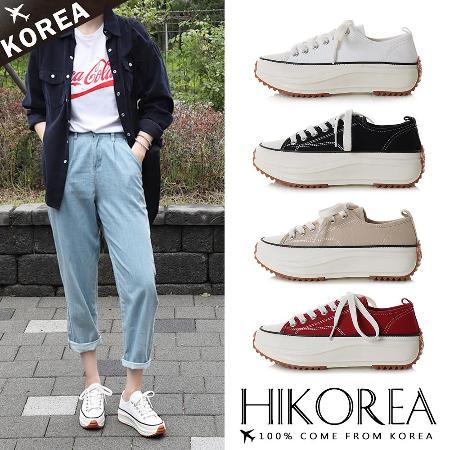 HIKOREA 正韓製
低筒帆布厚底小白休閒鞋