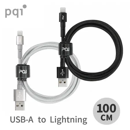 PQI MFI認證 USB to Lightning 編織充電線(100cm)