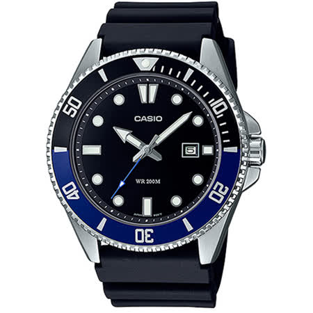 CASIO卡西歐 新槍魚黑水鬼200米潛水錶-藍黑圈/44.2mm(MDV-107-1A2)