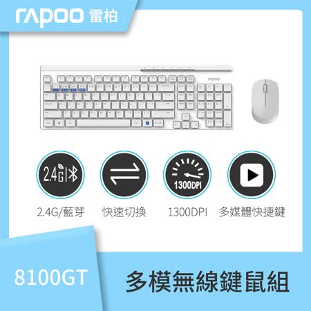 【RAPOO 雷柏】8100GT 多模式無線鍵鼠組 白