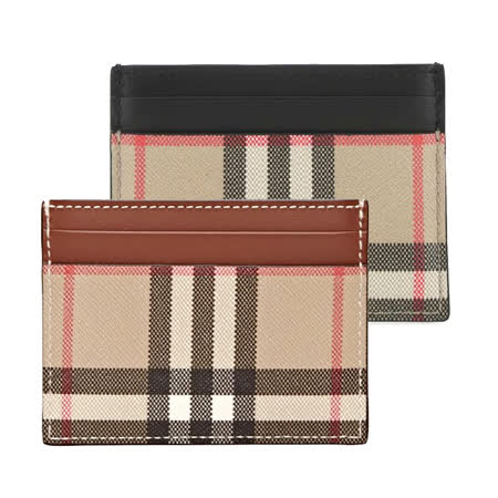 BURBERRY經典格紋皮革卡片夾(任選)