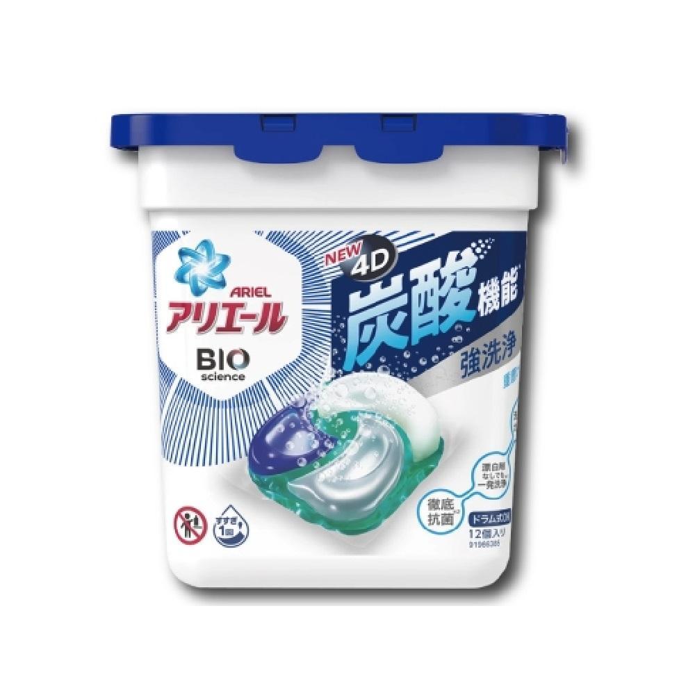 日本【P&G】4D碳酸洗衣膠球-藍蓋淨白抗菌12入 / 2盒