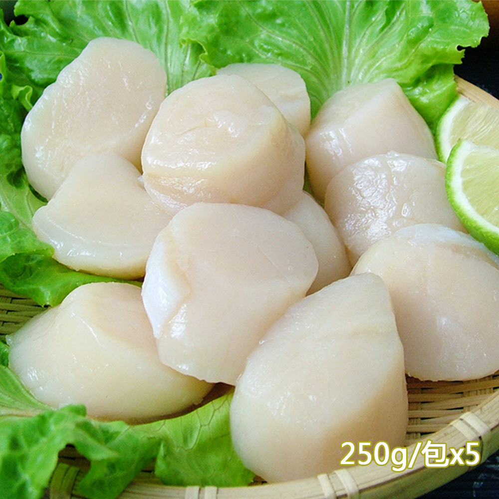【新鮮市集】北海道生食級特大滿足鮮干貝5包(250g/包)