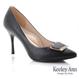 Keeley Ann MIT知性方形釦全真皮跟鞋(黑色235063310) 25