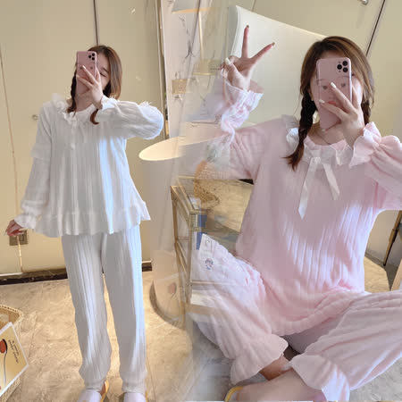 【唯蜜色】
珊瑚絨加絨加厚家居服