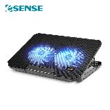 【Esense 逸盛】E-C2 冷光雙風扇筆電散熱墊 黑色