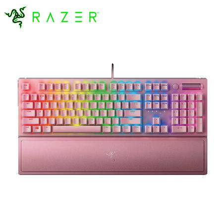 【Razer 雷蛇】黑寡婦蜘蛛 幻彩版鍵盤 V3 綠軸/英文 粉晶色