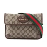 【GUCCI】Neo Vintage GG Supreme 帆布虎頭腰包(咖啡色)