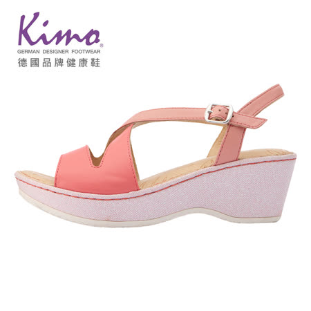 【Kimo 德國品牌健康鞋】簡約寬帶交叉羊皮繫帶涼鞋 女鞋