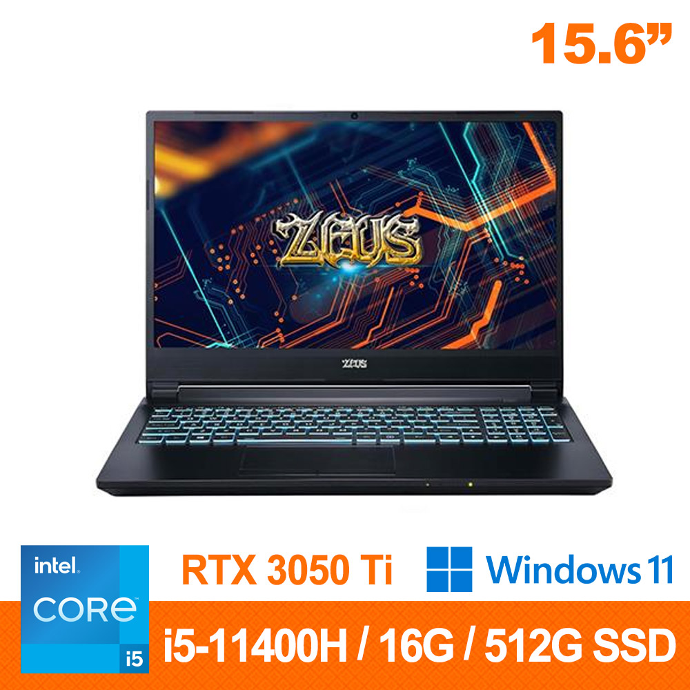 Genuine捷元15H電競筆電 黑(i5-11400H/16G/RTX 3050 Ti/512G SSD/3年/Win11+365)