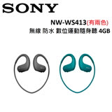 SONY 防水無線運動隨身聽耳機 NW-WS413 藍色