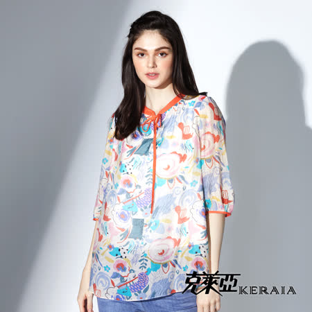【KERAIA 克萊亞】童話奇幻花卉印花涼爽上衣