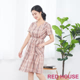 RED HOUSE 蕾赫斯-休閒格紋洋裝(粉色)