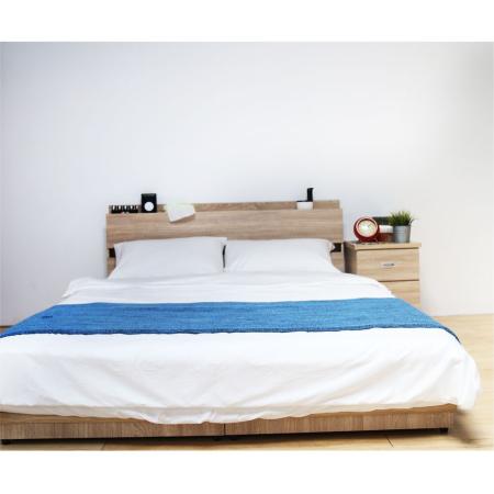 H&D東稻家居-肯尼士輕旅風系列5尺房間組-3件式-床頭+抽屜床底+二抽櫃