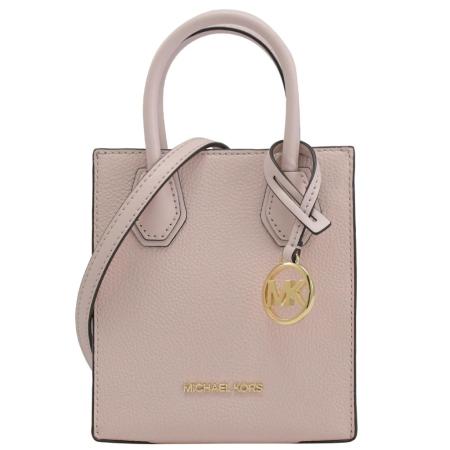 MICHAEL KORS Mercer 素面荔枝紋迷你手提兩用包.粉