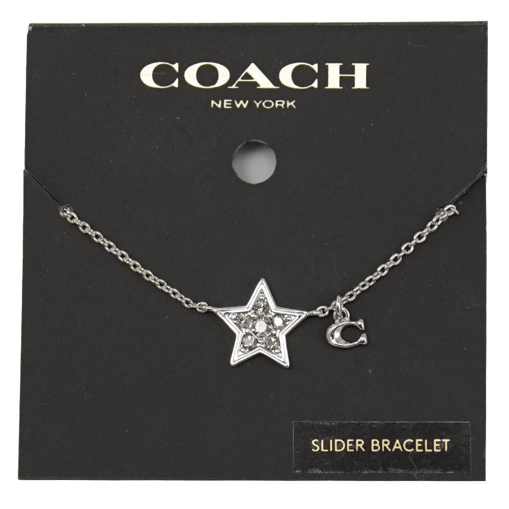 COACH C7779 星形C字水晶鑲鑽造型手鍊.銀