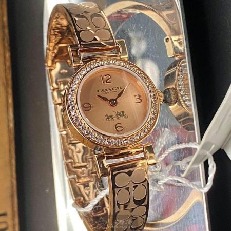 COACH24mm圓形玫瑰金精鋼錶殼玫瑰金色錶盤精鋼玫瑰金色錶帶款CH00108
