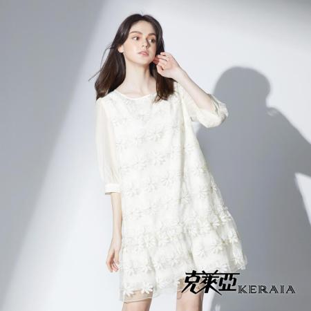 【KERAIA 克萊亞】金奢花舞者貴氣蕾絲洋裝