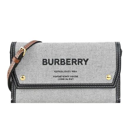 BURBERRY Horseferry系列刺繡LOGO 帆布斜背包(米)