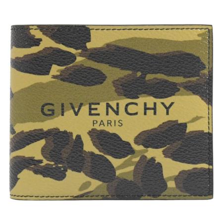 Givenchy 紀梵希 燙印LOGO迷彩印花8卡短夾.軍綠
