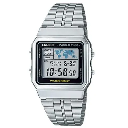 CASIO 卡西歐 復古電子錶 世界地圖探險復古風格電子錶 (A500WA-1D)