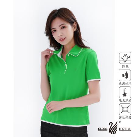 【遊遍天下】MIT台灣製女款抗UV涼爽吸濕排汗機能POLO衫(品特 翠綠)