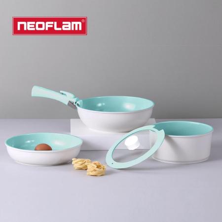 NEOFLAM Midas Plus陶瓷塗層鍋8件組-ICE(IH爐適用/不挑爐具)