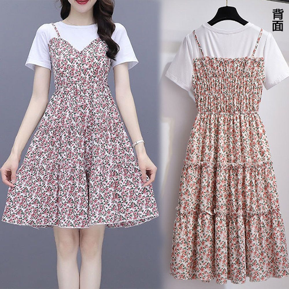 【韓國KW】現+預限時下殺↘繽紛休閒輕熟風棉麻洋裝(棉麻 洋裝 吊帶 連身裙 寬鬆  居家 休閒)