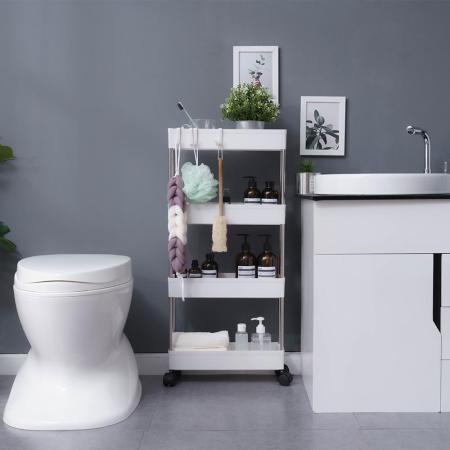 樂嫚妮 寬窄縫隙推車收納車置物-4層-寬版