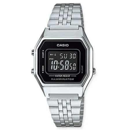 CASIO 卡西歐 不鏽鋼錶帶 電子錶 防水 碼錶功能 全自動月曆 LA680WA-1B