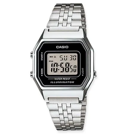 CASIO 卡西歐 不鏽鋼錶帶 電子錶 防水 碼錶功能 全自動月曆 LA680WA-1D