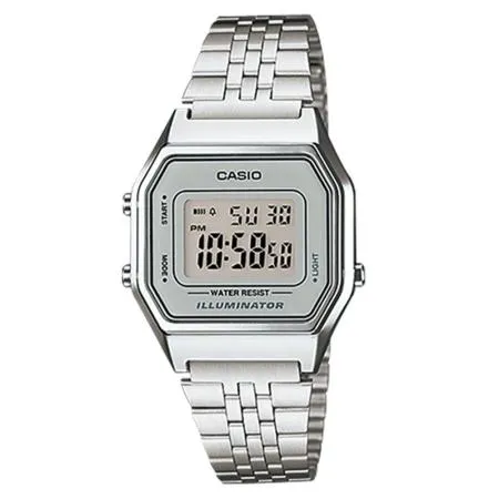 CASIO 卡西歐 不鏽鋼錶帶 電子錶 防水 碼錶功能 全自動月曆 LA680WA-7D