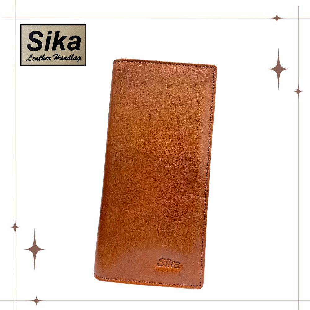 【Sika】 真皮100%義大利牛皮／男用長皮夾／14卡片 (淺咖啡色) A8202-01