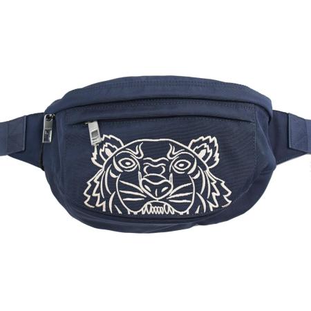 KENZO 5SF305 經典電繡虎頭帆布胸口/腰包.深藍/白