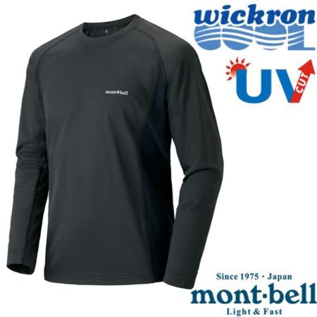 【日本 mont-bell】男 抗UV 長袖圓領排汗衣.運動上衣/1114121GM 深灰