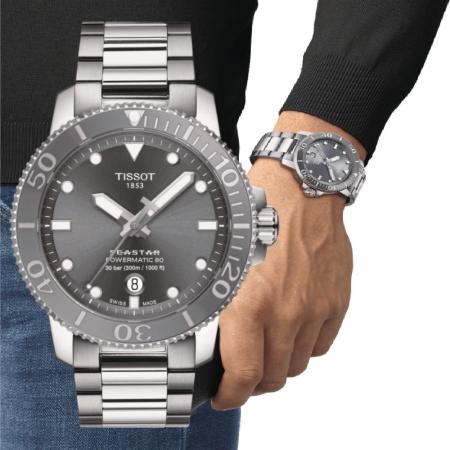 TISSOT天梭 SEASTAR 300米潛水機械腕錶／T1204071108101／43mm