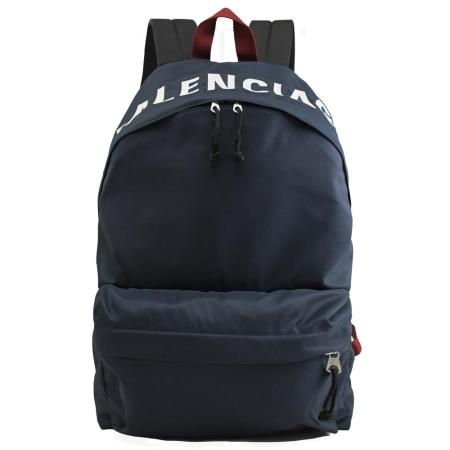 BALENCIAGA 巴黎世家 507460 電繡品牌LOGO帆布後背包.深藍 大