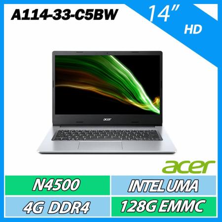 Acer宏碁 A114-33-C5BW 14吋/N4500/4G/128G/Win11S 