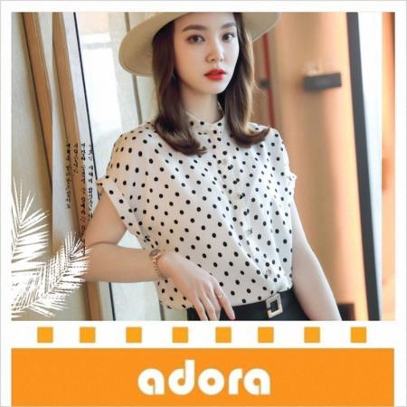 adora 
圓點短袖雪紡衫(2入組)