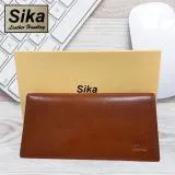 【Sika】 真皮100%義大利牛皮／男用長夾／11卡片/拉鍊零錢包 (深咖啡色)A8308-02