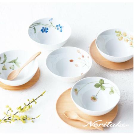 【日本 Noritake】錦上添花 五入飯碗組(14CM)(附原廠禮盒)