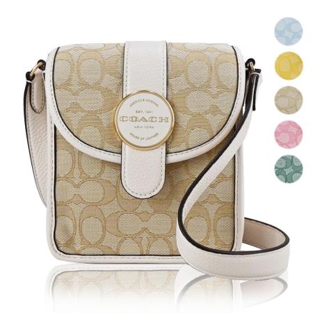 COACH
緹花拼接皮革斜背小包