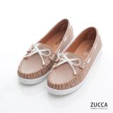 ZUCCA [z7206pk] 金屬編織朵結平底鞋-粉色 粉色235