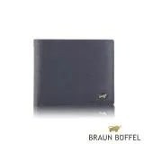 【BRAUN BUFFEL 德國小金牛】台灣總代理 波索 12卡中間翻透明窗短夾-藍色/BF386-317-NY