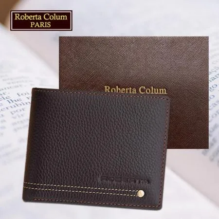 【Roberta Colum】諾貝達 男用專櫃皮夾 12卡片短夾(咖啡色)23157-2