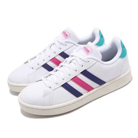 Adidas 休閒鞋 Grand Court 白 粉紅 彩色 復古奶油底 女鞋 愛迪達 小白鞋 EF9192